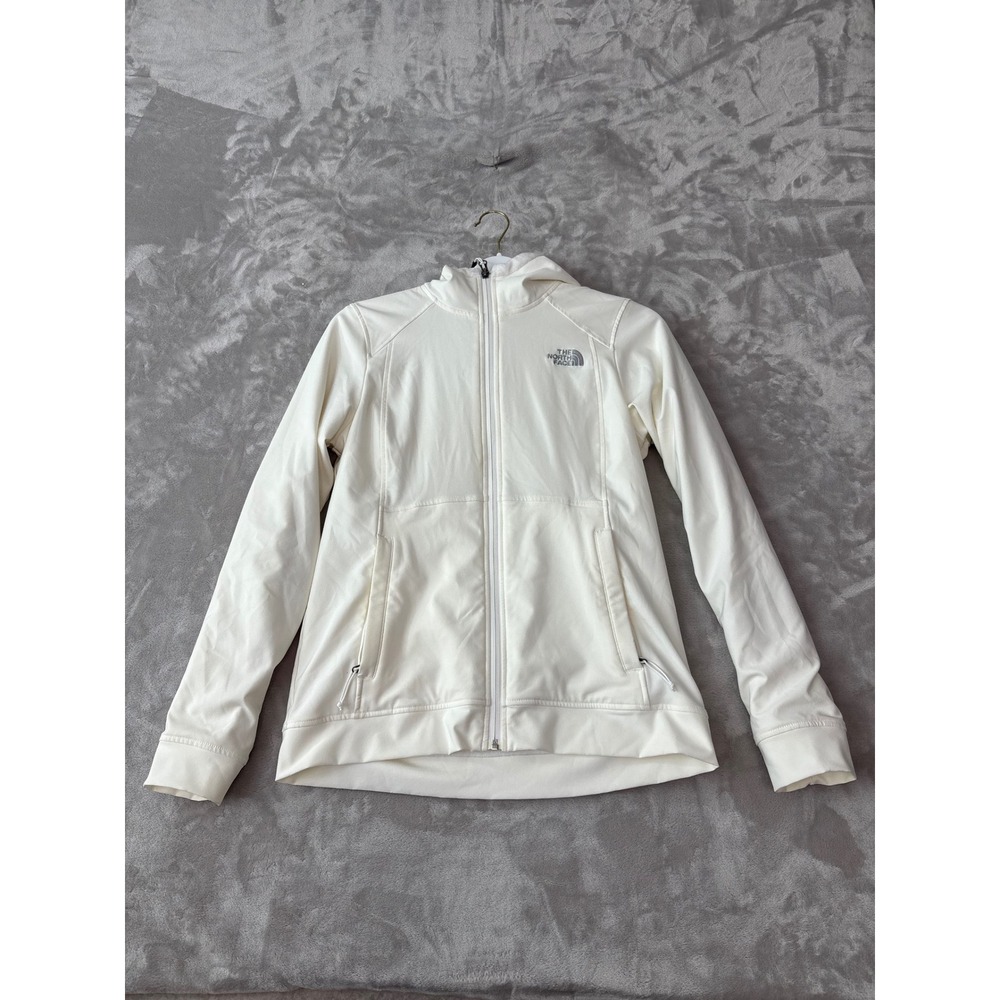The North Face Womens Cream White Fleece Lined Full Zip Hoodie Jacket Size S